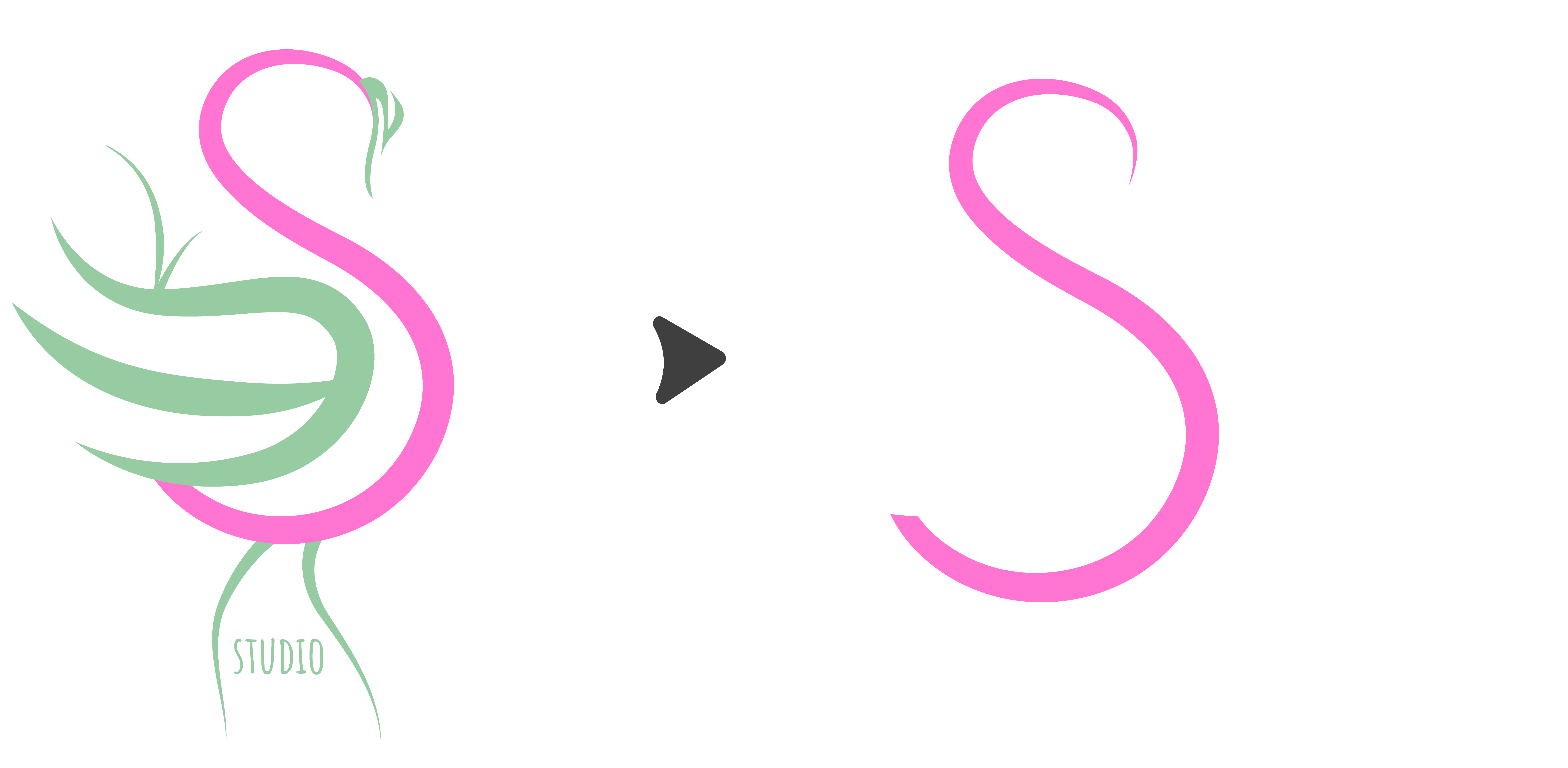 Letter S forming swan body